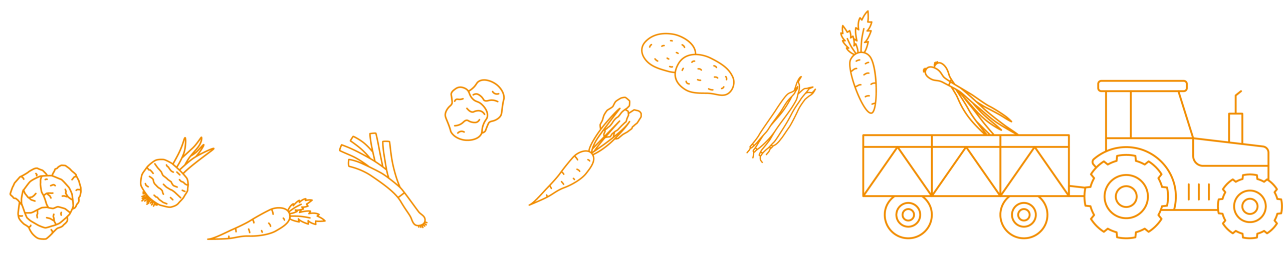 Illustration de tracteur et légumes Biscotte